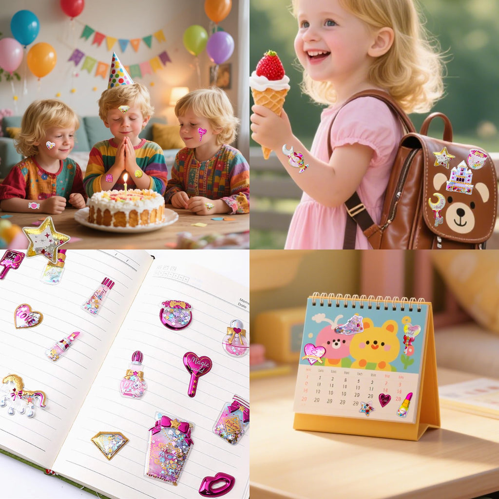 178 Shining Glitter 3D Stickers for Kids – 12 Puffy Sticker Sheets for Toddlers, Boys, Girls, Teachers, Rewards, Scrapbooking, Journals, Crafts & Party Favors