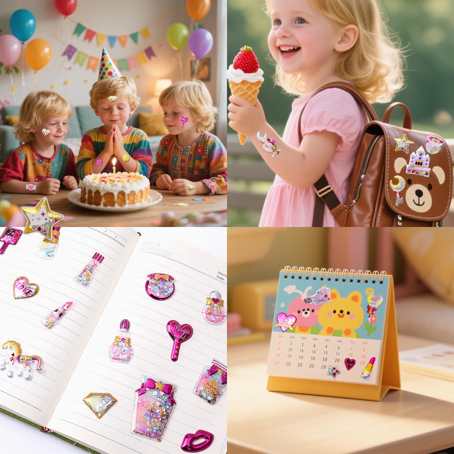 178 Shining Glitter 3D Stickers for Kids – 12 Puffy Sticker Sheets for Toddlers, Boys, Girls, Teachers, Rewards, Scrapbooking, Journals, Crafts & Party Favors
