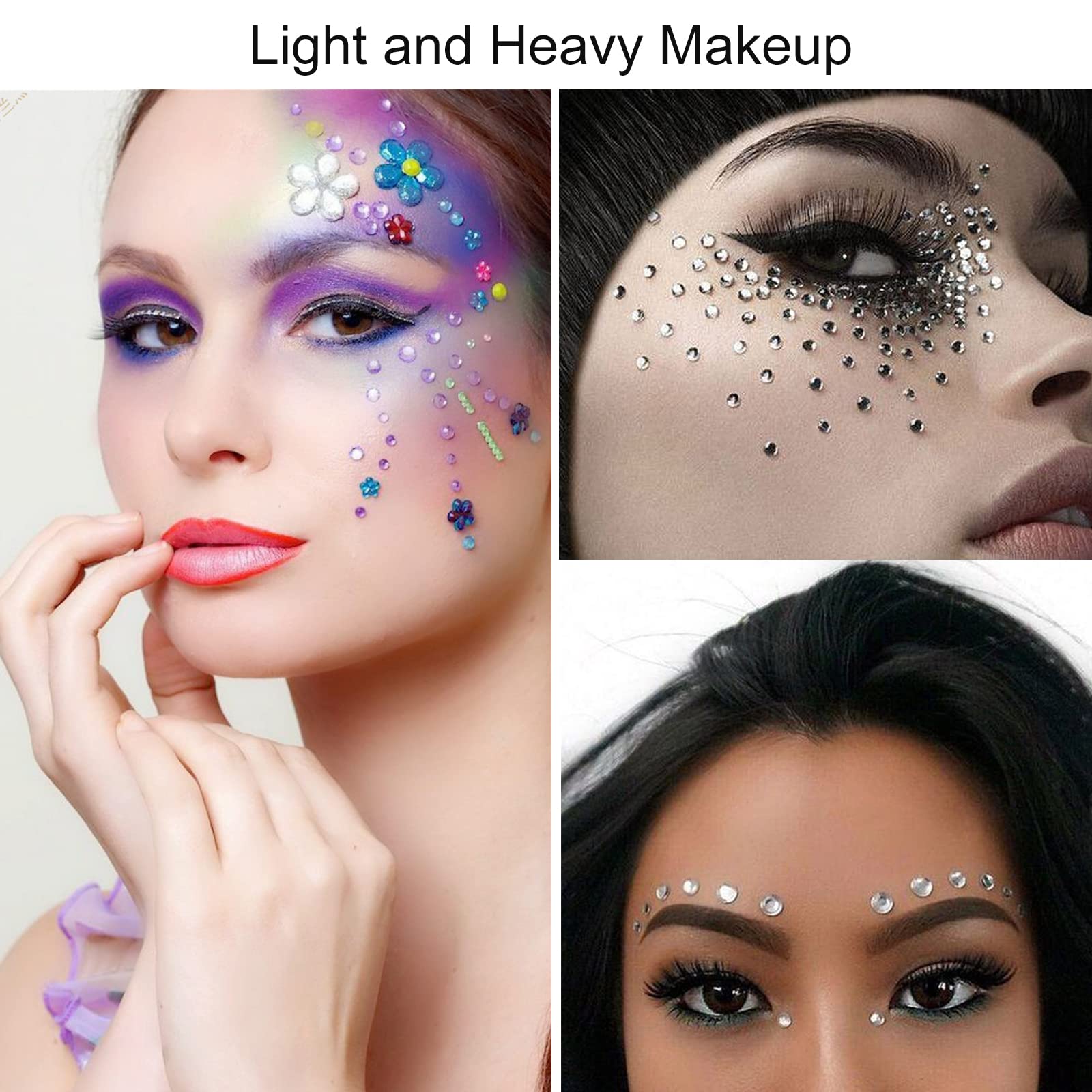 Meafeng Gem Stickers, 14 Colors, Self Adhesive, Bling Rhinestone Jewels, Stick on Gems for Face Makeup, Body, Nails, Festivals, Crafts, Weddings Embellishments (14 Sheets, 2310 PCS)