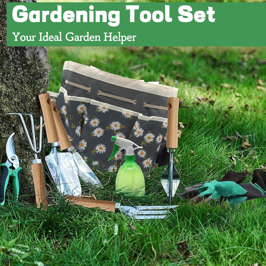 11-Piece Gardening Hand Tools Set with Durable Garden Tool Organizer Bag, Rust-Resistant and Stylish Heavy Duty Garden Tools for Gardening, Perfect Garden Tool Set Gifts for Women