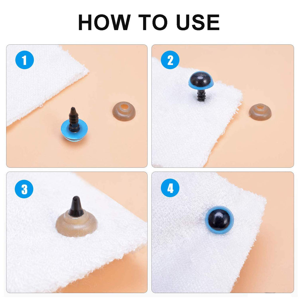 Meafeng 600 Pcs Colorful Plastic Safety Eyes and Noses with washers, for Amigurumi Crafts Doll Crochet Stuffed Animal Teddy Bear Making (Ø 6~14mm)
