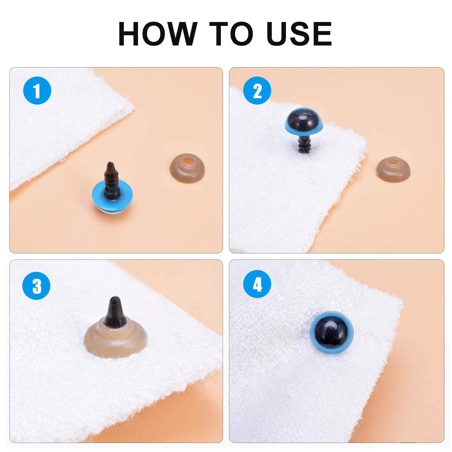 Meafeng 600 Pcs Colorful Plastic Safety Eyes and Noses with washers, for Amigurumi Crafts Doll Crochet Stuffed Animal Teddy Bear Making (Ø 6~14mm)