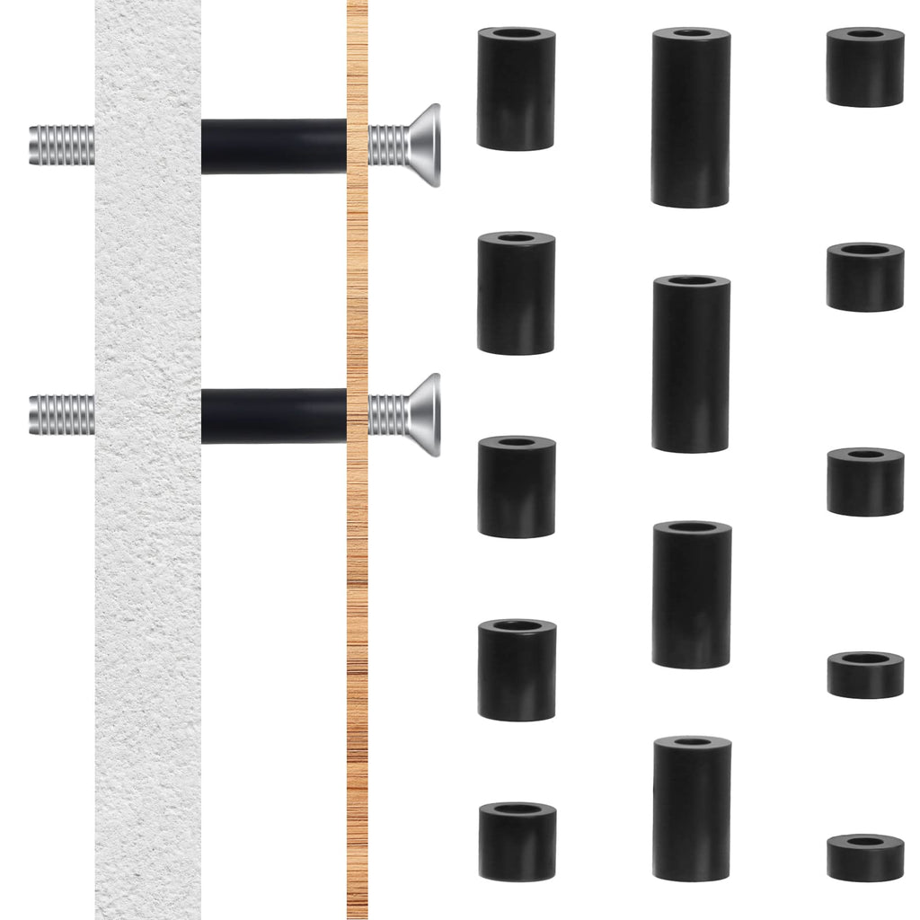 Pack of 1000 Round Spacers, Nylon Washers for M3, M4 Screws, ABS Spacer Sleeves Insulation Washers without Thread Column Set, for Electric Screws and Sockets, Black
