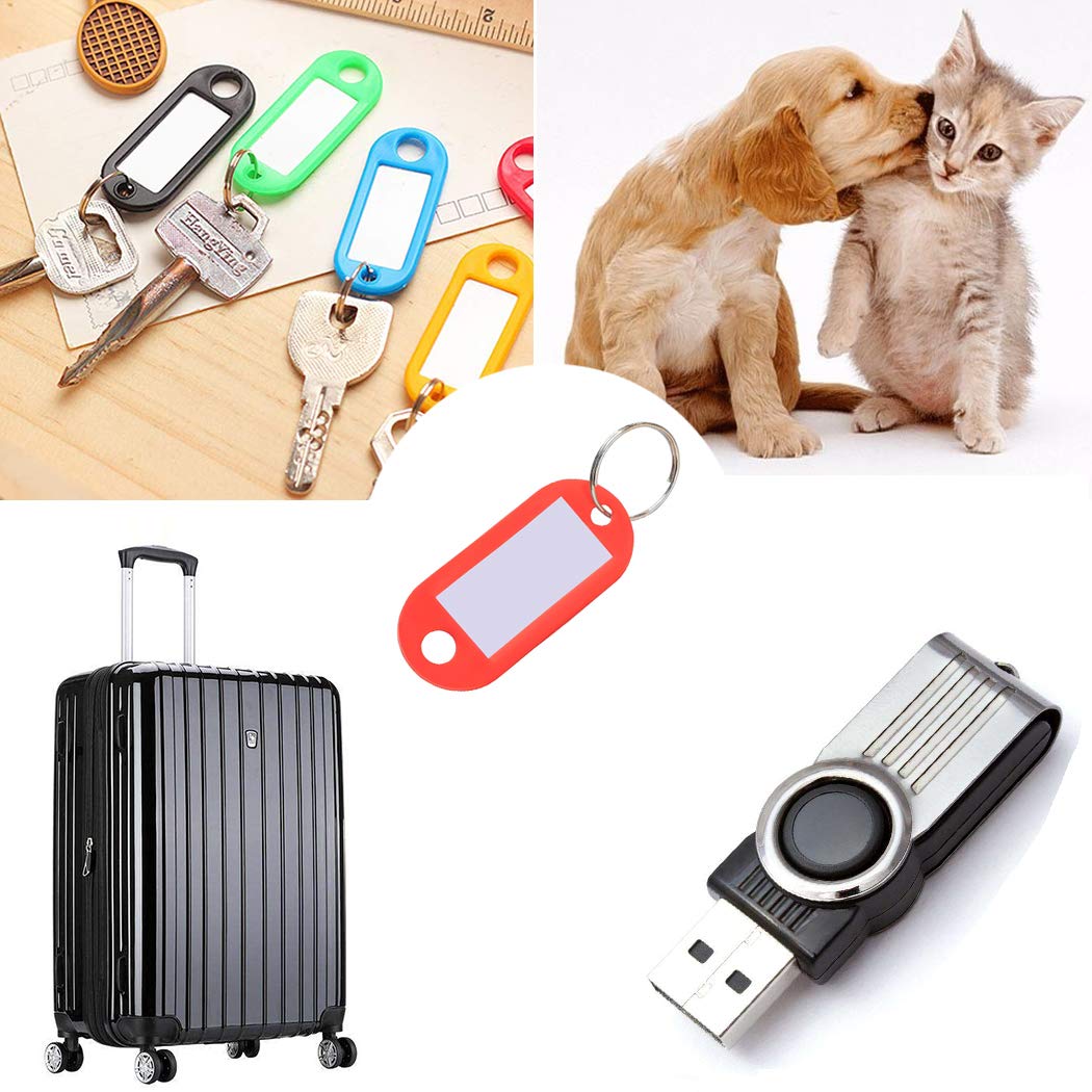 Pack of 70 Plastic Key Chains Key Tags Label 7 Colours Key Ring Key Ring with Plastic Labels for Home Offices Pet ID Luggage Tags