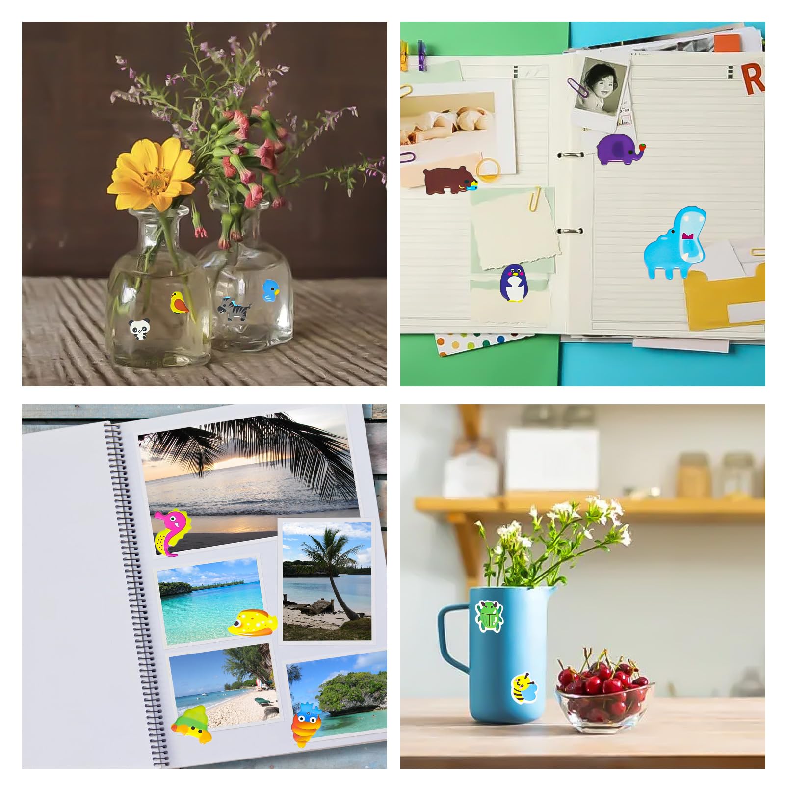 3D Stickers Children's 24 Sheets 530+ Puffy Stickers 3D for Boys and Girls, Various Sticker Set with Animals, Fruits, Girls, Mermaids, Desserts etc
