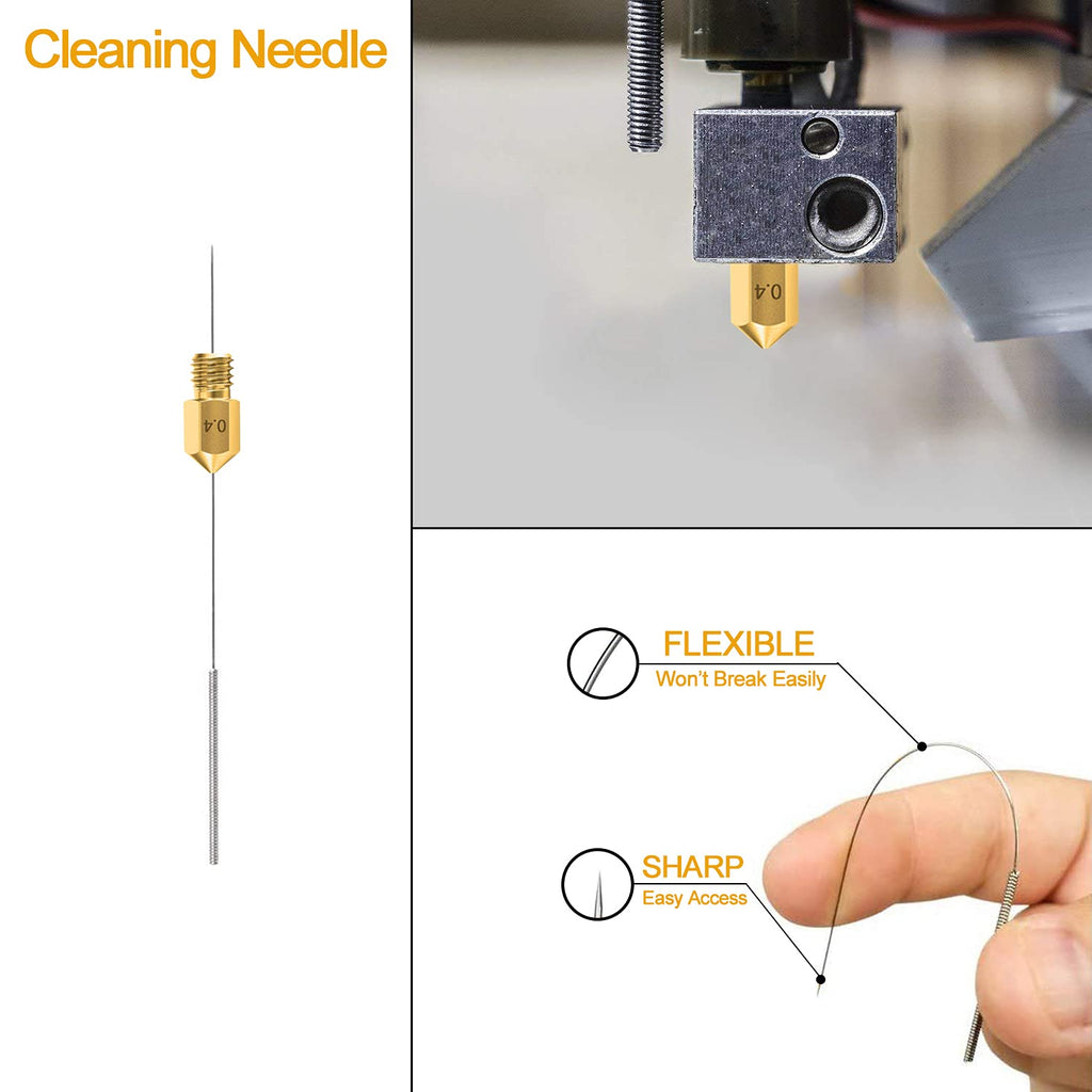 0.4MM MK8 Ender 3 Nozzles 25 pcs 3D Printer Brass Nozzles Extruder for Makerbot Creality CR-10 with 5 Needles and Metal Storage Box (0.4mm)