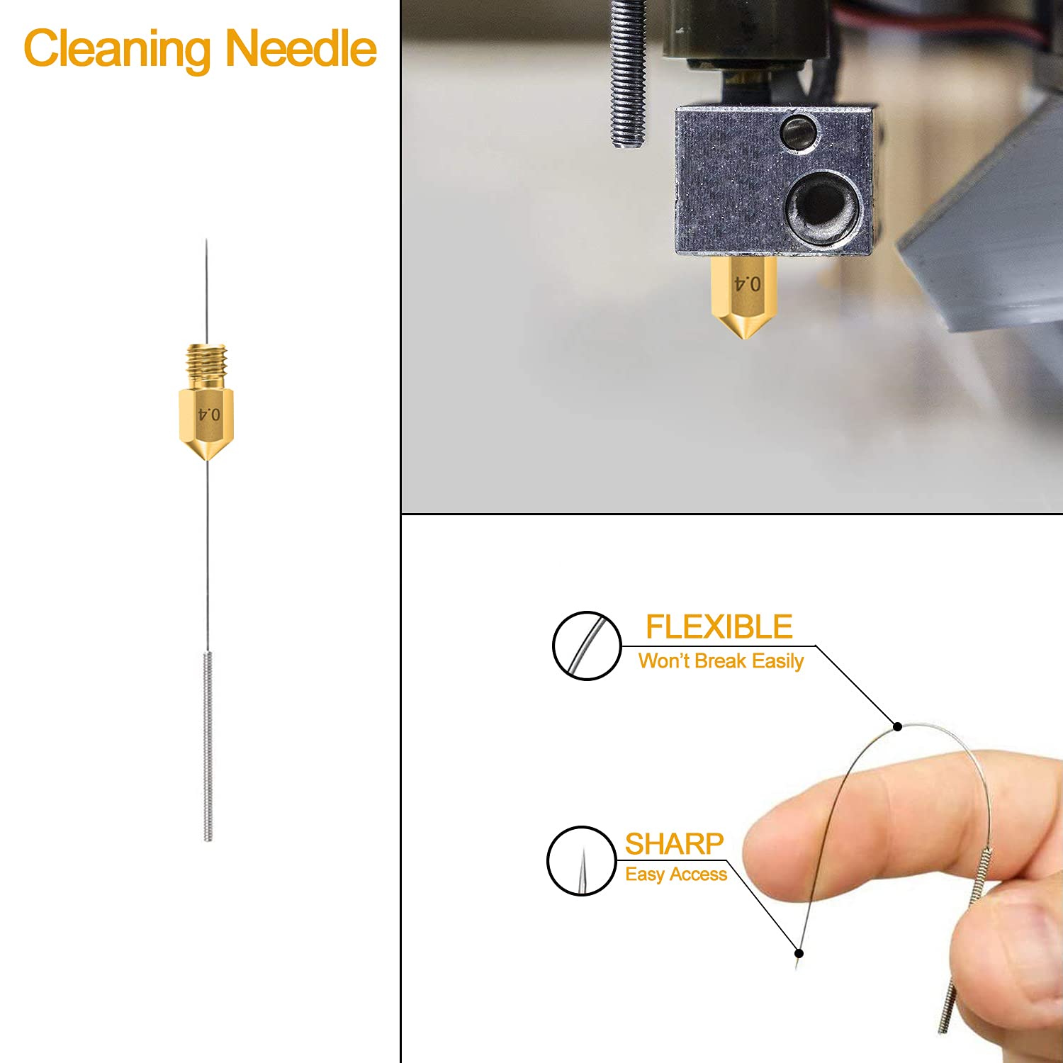 0.4MM MK8 Ender 3 Nozzles 25 pcs 3D Printer Brass Nozzles Extruder for Makerbot Creality CR-10 with 5 Needles and Metal Storage Box (0.4mm)