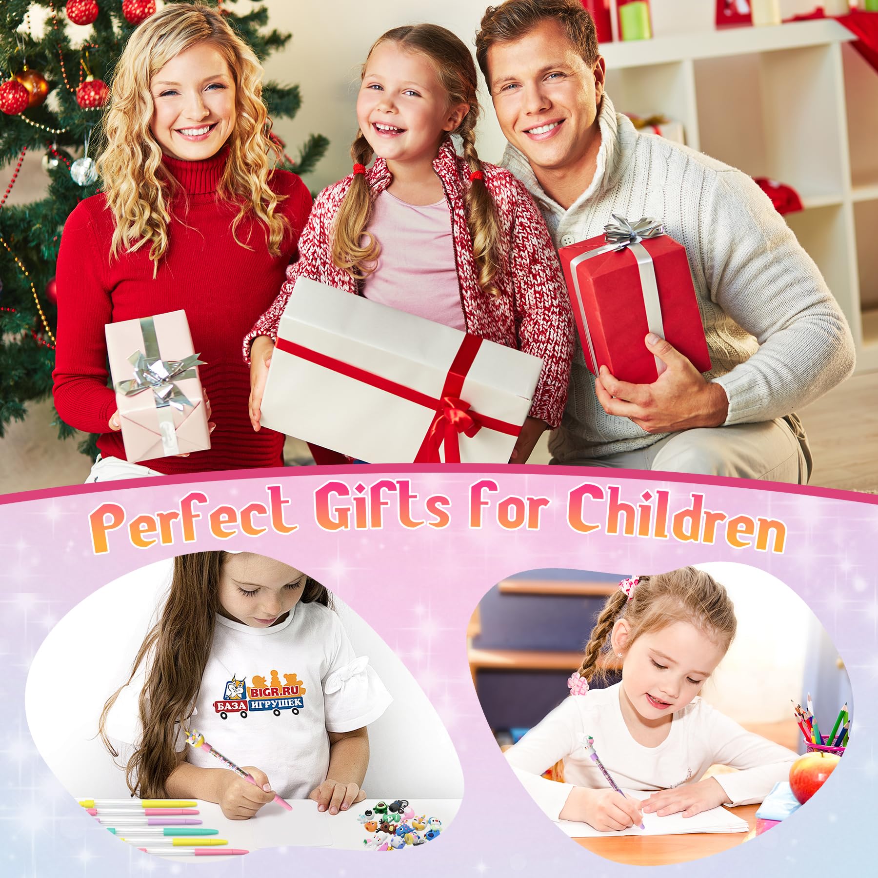 Meafeng DIY Pen Making Kit for Kids, 50+ Assorted Accessories for Personalized Pens, Multicolor Arts & Crafts Kits Gifts for Boys and Girls Ages 6+