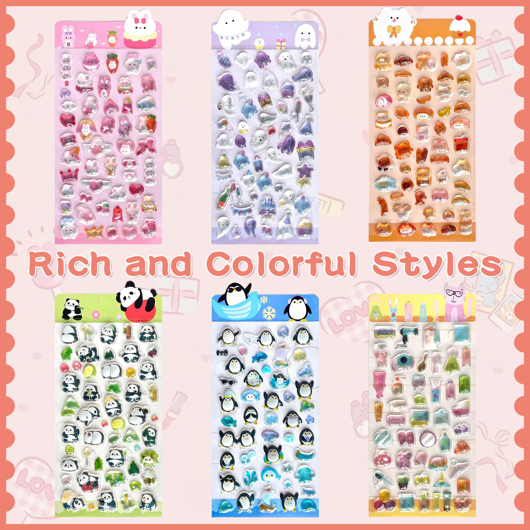 286PCS Resin Charms for Crafts – Assorted Flatback Charms with Ghosts, Rabbits, Pandas, Cats, Penguins & More, Cute Embellishments for Slime, Scrapbooks, Phone Case, Jewelry & DIY Projects