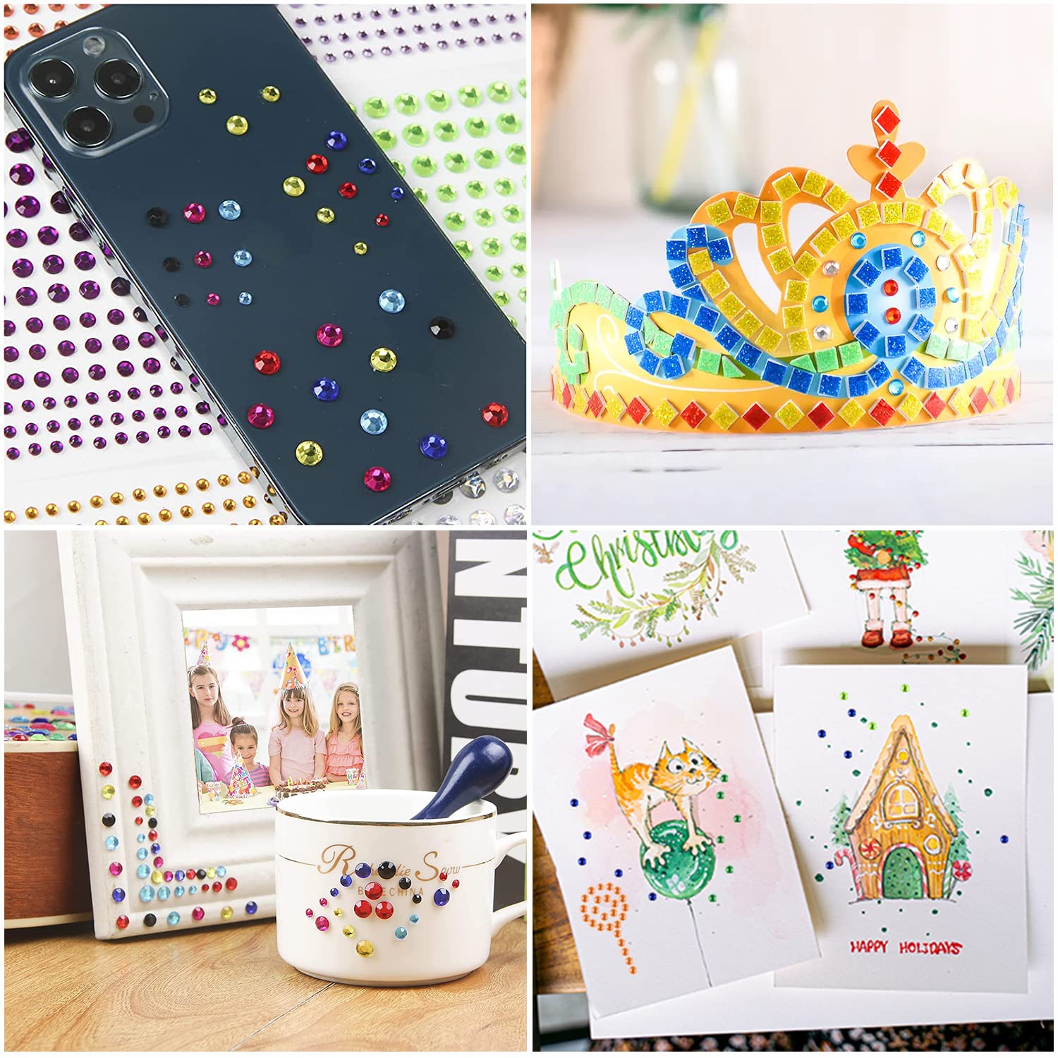 Meafeng Gem Stickers, 14 Colors, Self Adhesive, Bling Rhinestone Jewels, Stick on Gems for Face Makeup, Body, Nails, Festivals, Crafts, Weddings Embellishments (14 Sheets, 2310 PCS)