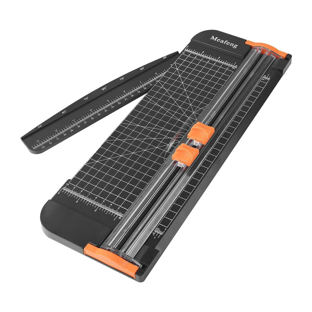 Meafeng A4 Paper Cutter, 12 inch Portable Paper Trimmer Scrapbooking Tool with Dual Blade & Side Ruler, Black